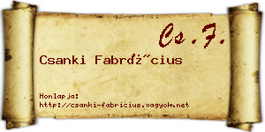 Csanki Fabrícius névjegykártya